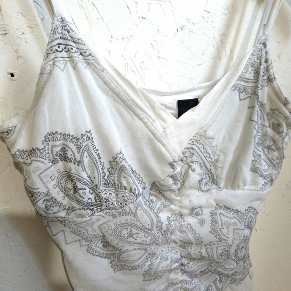 Karv | Y2k Vintage White and Gray Paisley Women's Top - Picture 2 of 12